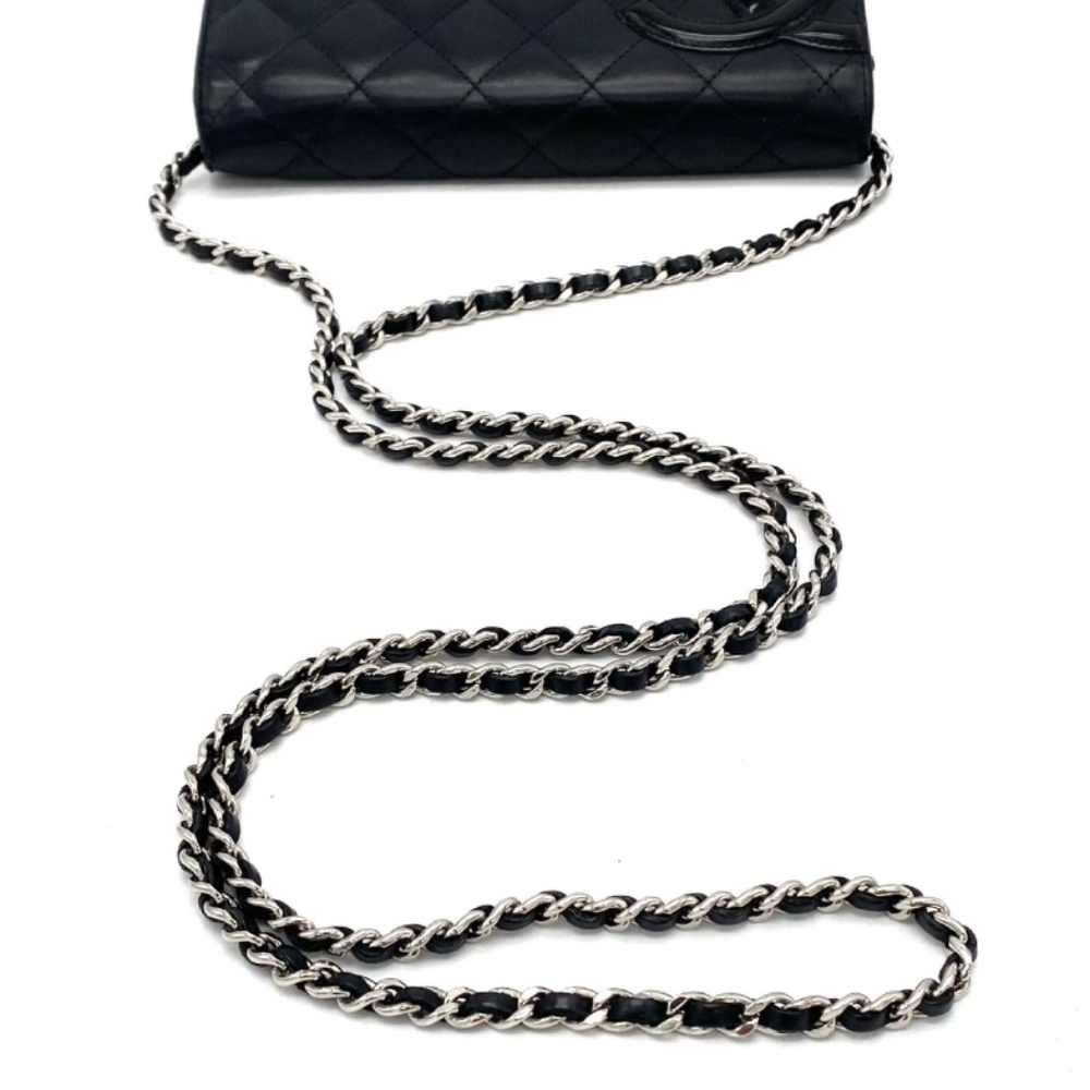 Authentic Chanel Quilted Cambon Coco Mark Leather Chain Wallet Shoulder Bag - Picture 8 of 11